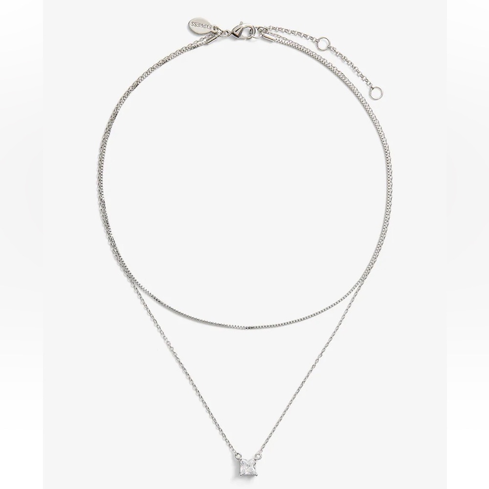 Express 2 Row Rhinestone Pendant Necklace